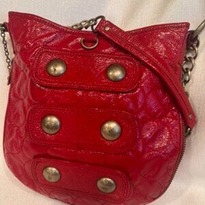 Vintage Y2K Cynthia Rowley Red Quilted Patent Shoulder Bag